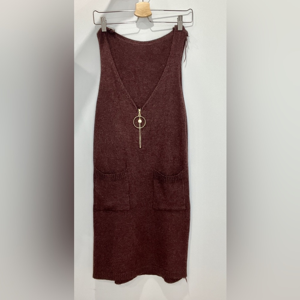 SOFT Wool Sweater Dress with Pockets & Pearl Accent Zipper